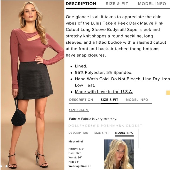 NWT Lulu’s Mauve CutOut Shoulder Long Sleeve Bodysuit - Picture 3 of 13